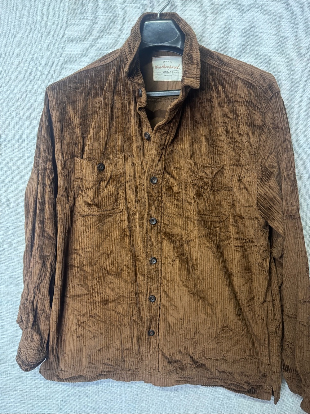 Weatherproof Vintage-Inspired Men's Corduroy Shirt Jacket in Brown